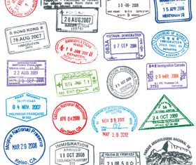 Vector Passport stamps design set 03 free download