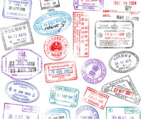 Vector Passport stamps design set 03 free download