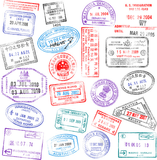 Country passport stamp vectors