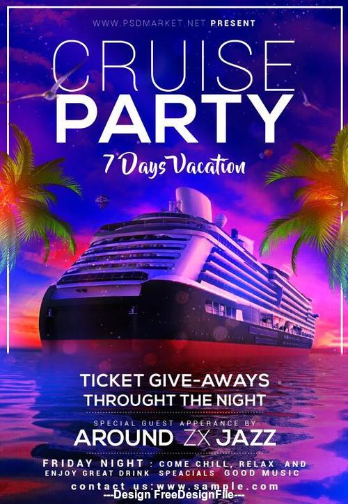 Cruise vacation travel flyer psd template