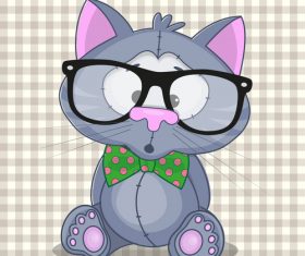 Cute Hipster cartoon cat vector