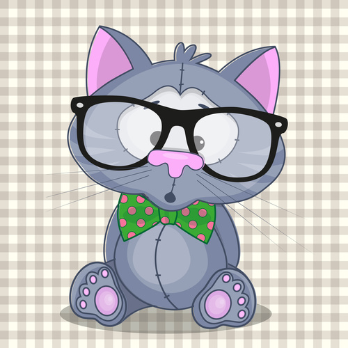 Cute Hipster cartoon cat vector