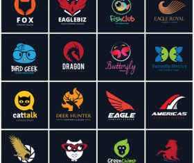Cute cartoon Animal logo collection vector