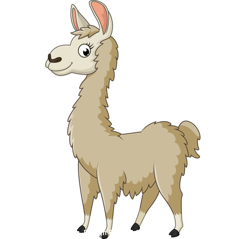 Cute cartoon alpaca vector