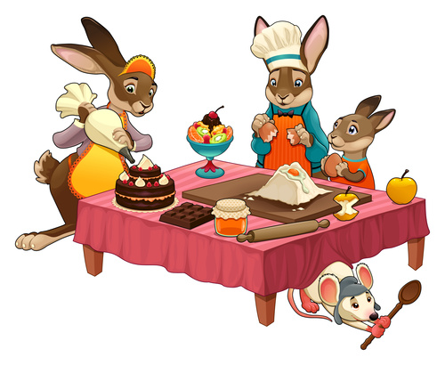 Cute cartoon animals and food vectors free download