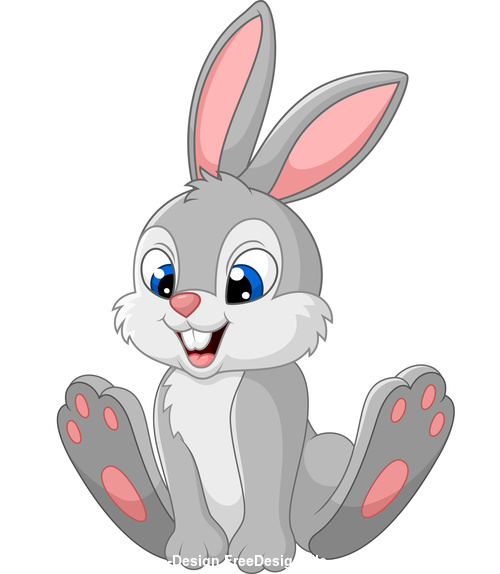 Cute grey rabbit vector