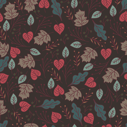 Dark Flowers and Leaves background pattern vector