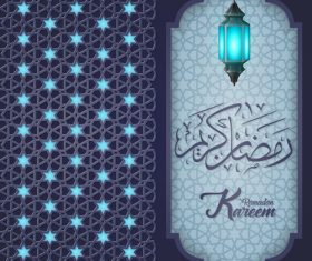 Dark background blue light Ramadan Kareem vector greeting card vector