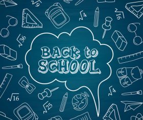 Dark blue cartoon dialog back to school vector