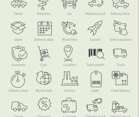 Delivery linear icons vector