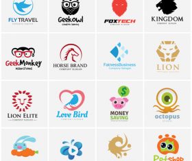 Different Animal logo collection vector