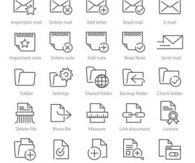 Documents and mail linear icons vector