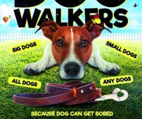Dog walkers flyer psd template