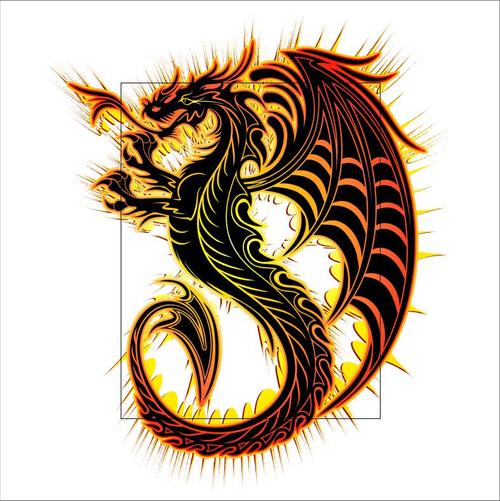 Dragon Tattoo silhouette vector