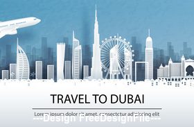 Dubai city landscape and travel paper design