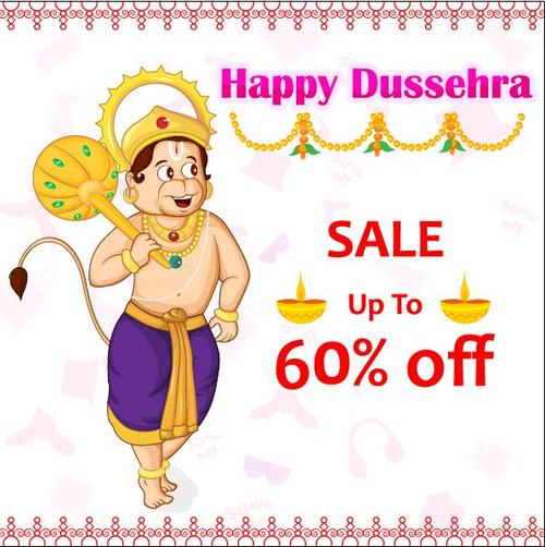 Dussehra merchandise discount cover vectors
