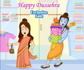 Dussehra shopping cartoon vectors