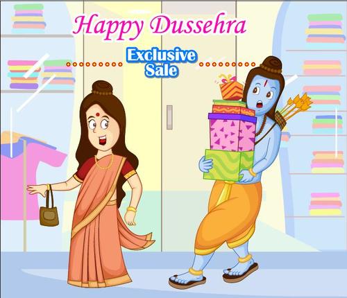 Dussehra shopping cartoon vectors