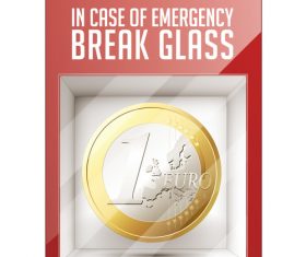 EURO symbol in the glass box vector