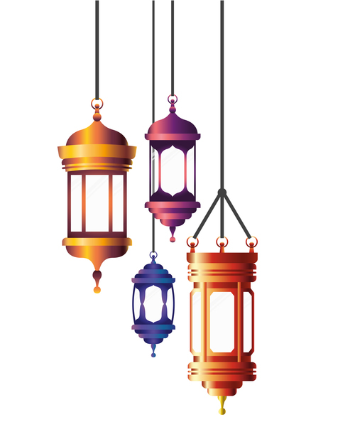 Eid Mubarak festival decorative lamp vector design 01