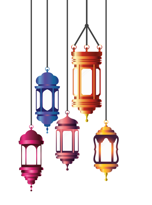 Eid Mubarak festival decorative lamp vector design 02
