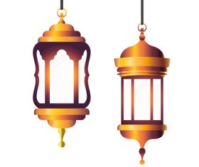 Eid Mubarak festival decorative lamp vector design 04
