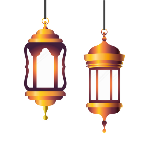 Eid Mubarak festival decorative lamp vector design 04