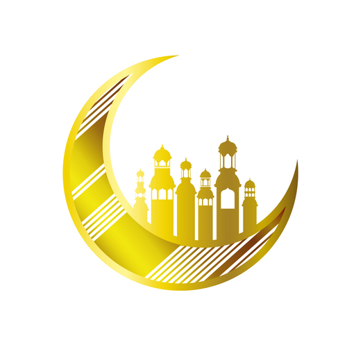 Eid Mubarak festival golden moon decor vector 06