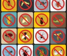 Eliminate pests icons flat style vector