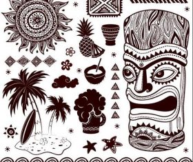 Ethnic style Aloha Tiki poster illustration vector