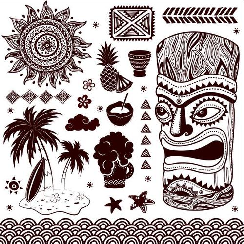 Ethnic style Aloha Tiki poster illustration vector