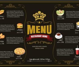 Exquisite restaurant fast foods menu vector
