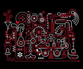 Fantastic machine red and white vector