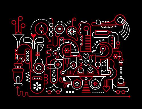 Fantastic machine red and white vector