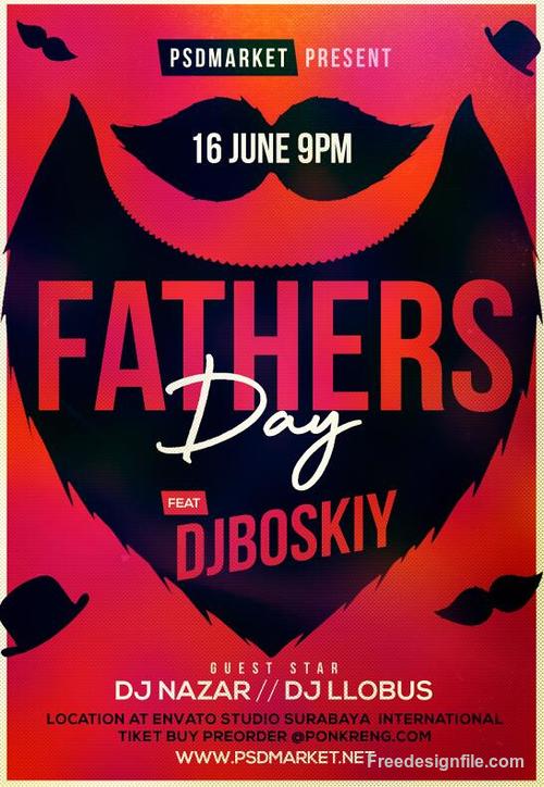 Fathers day night flyer psd template