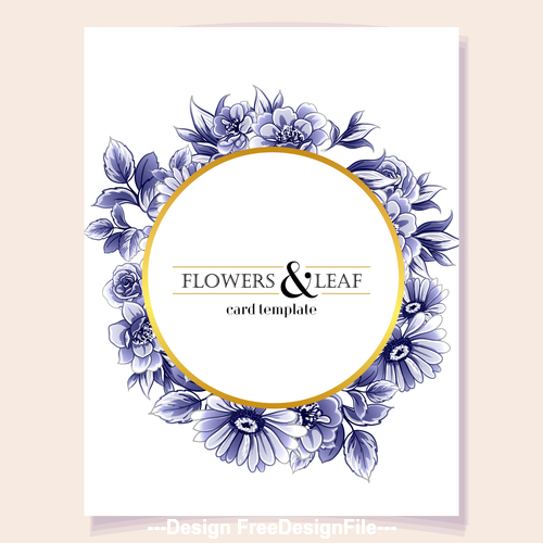 Flower leaf card template vector 03