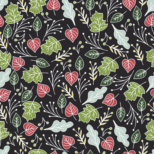 Flowers and Leaves background pattern vector