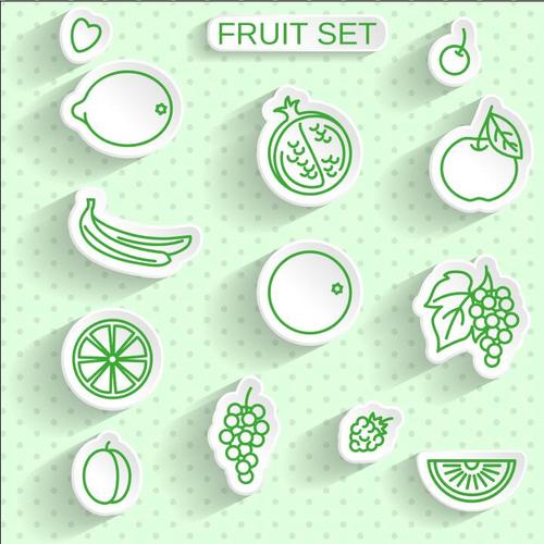 Fruit transparent stickers vector