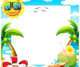 Funny cartoon sun with paper background vector