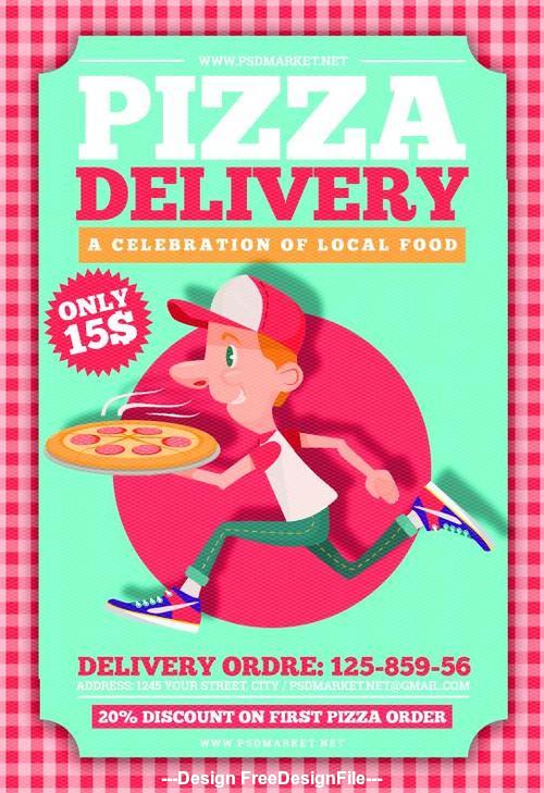 Funny pizza delivery flyer psd template