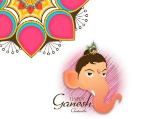 Ganesh Chaturthi and Flower Background vector