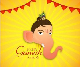 Ganesh Chaturthi and golden background vector