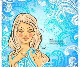 Girl and flower illustration vectors