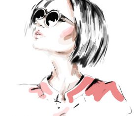 Girl sketch illustration vectors