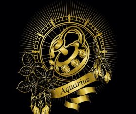 Gold Aries zodiac sign vector free download