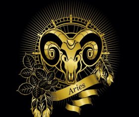 Gold Aries zodiac sign vector