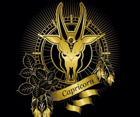 Gold Capricorn zodiac sign vector