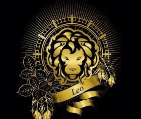 Gold Leo zodiac sign vector