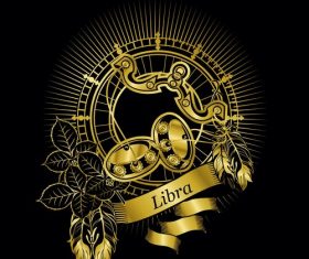 Gold Libra zodiac sign vector