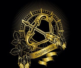Gold Sagittarius zodiac sign vector